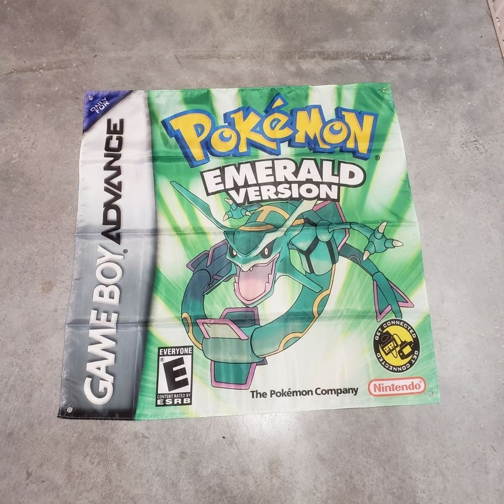 Pokemon Emerald Version Gameboy Color Custom Wall Flag Banner Tapestry 3 x 3 Ft